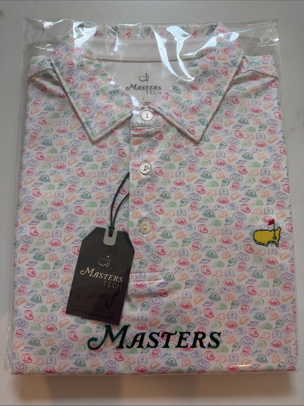 Masters Men’s Polo in Pastel Multi Hat Print